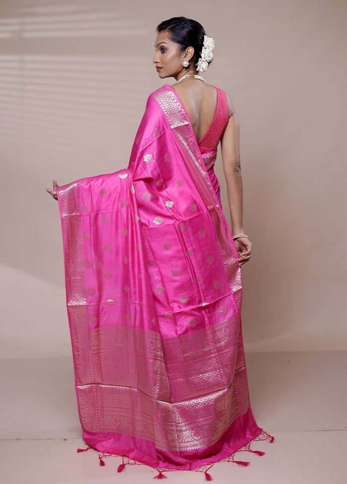 Pink Cotton Saree With Blouse Piece