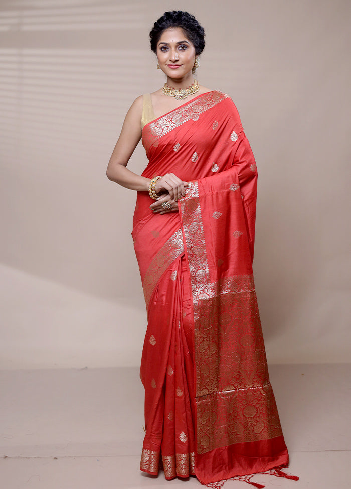 Pink Cotton Saree With Blouse Piece