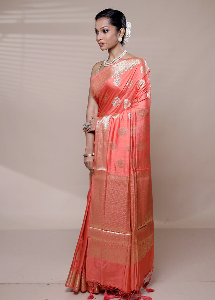 Pink Cotton Saree With Blouse Piece