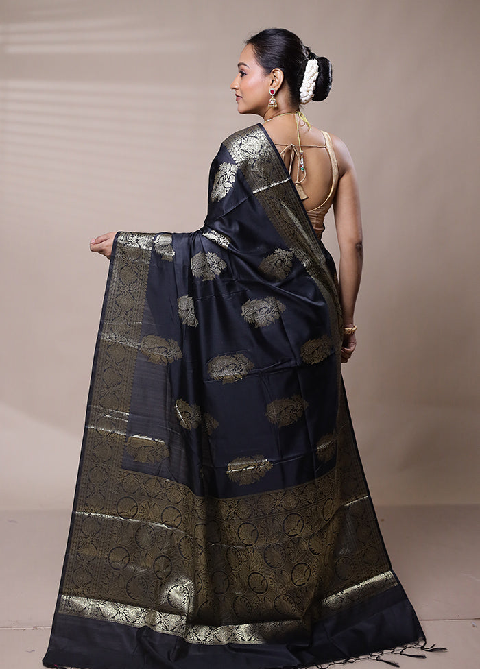 Black Cotton Saree With Blouse Piece