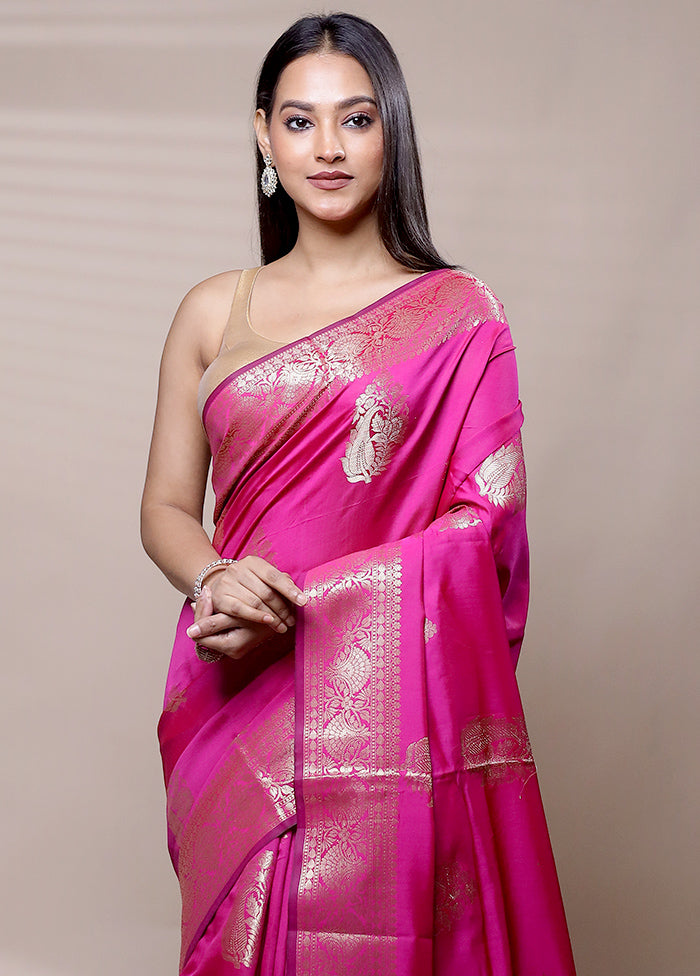 Pink Cotton Saree With Blouse Piece