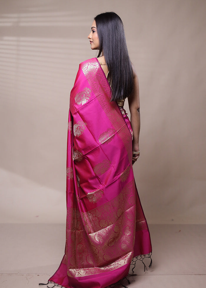 Pink Cotton Saree With Blouse Piece