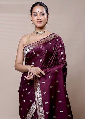 Purple Katan Silk Saree With Blouse Piece