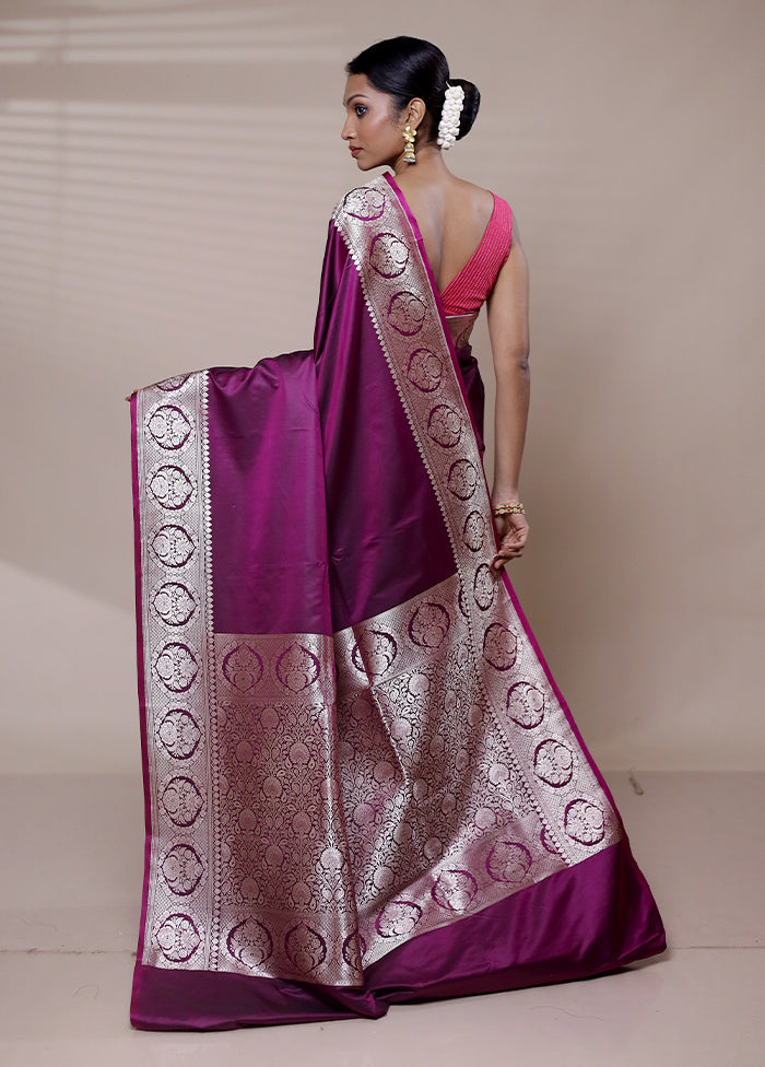 Purple Katan Silk Saree With Blouse Piece