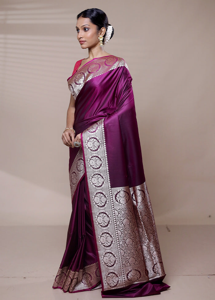 Purple Katan Silk Saree With Blouse Piece