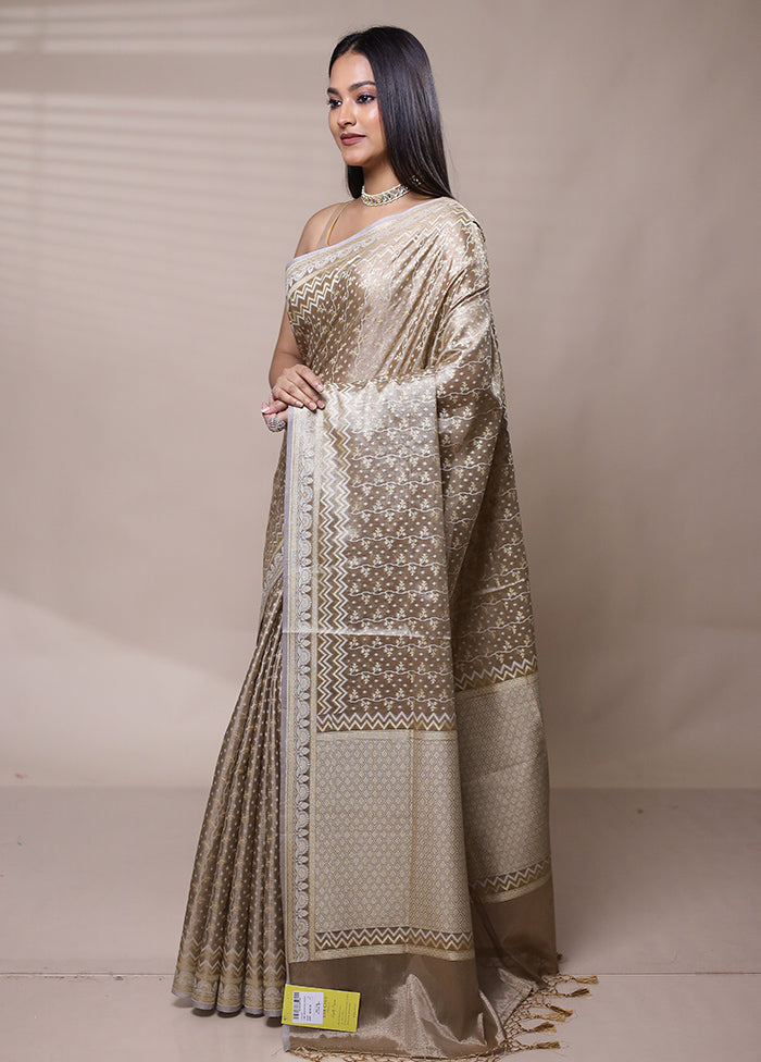 Grey Tissue Silk Saree With Blouse Piece