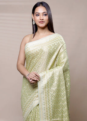 Green Tissue Silk Saree With Blouse Piece