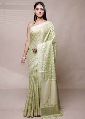 Green Tissue Silk Saree With Blouse Piece