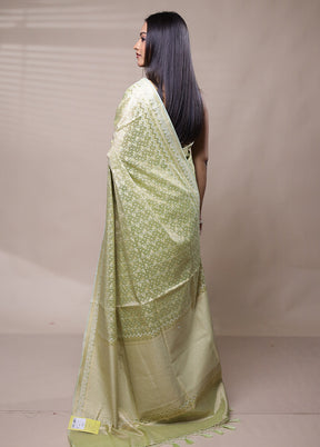 Green Tissue Silk Saree With Blouse Piece