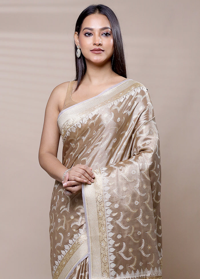 Cream Tissue Silk Saree With Blouse Piece