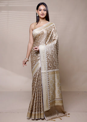 Cream Tissue Silk Saree With Blouse Piece