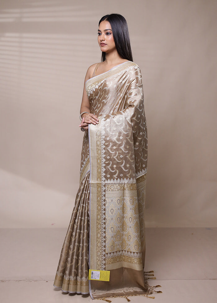 Cream Tissue Silk Saree With Blouse Piece