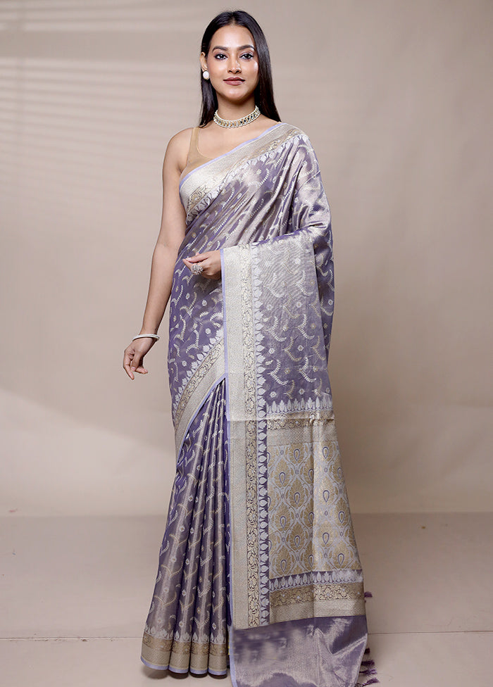 Purple Tissue Silk Saree With Blouse Piece