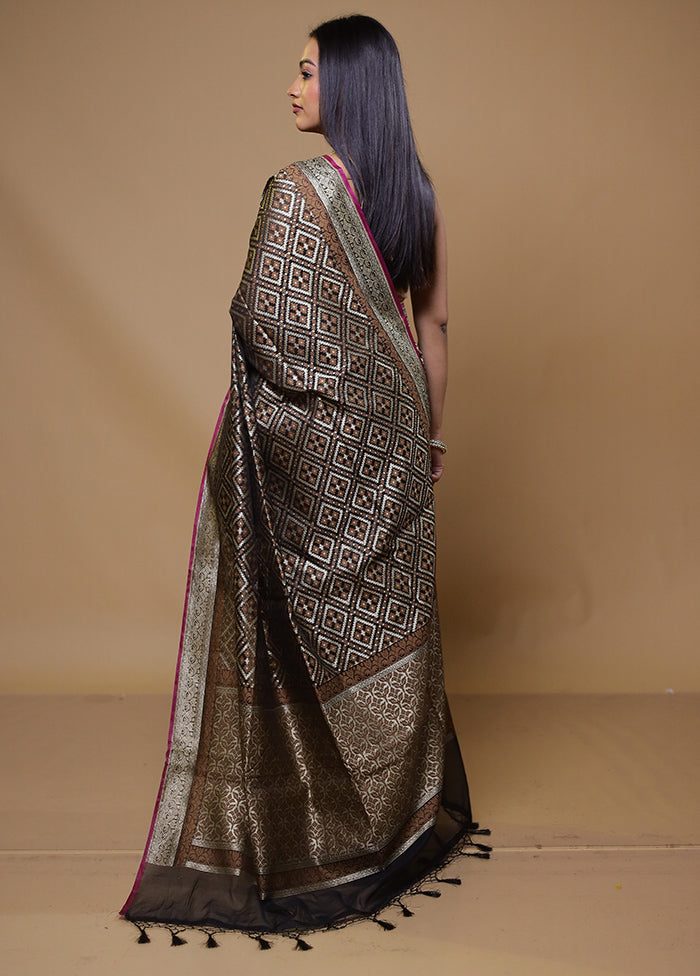 Brown Kora Silk Saree With Blouse Piece