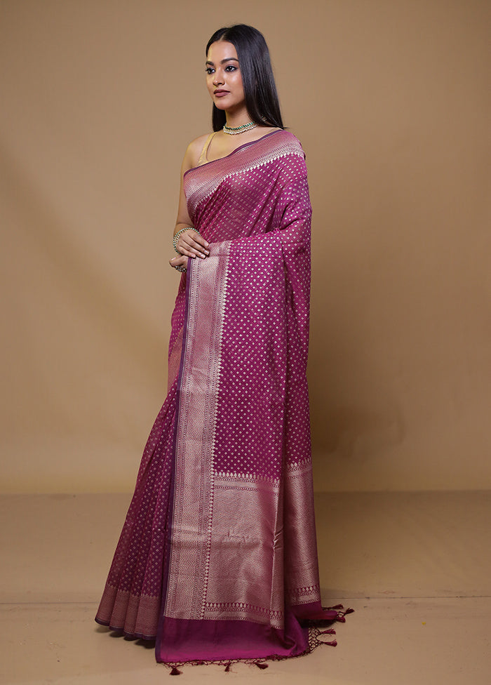 Pink Kora Silk Saree With Blouse Piece