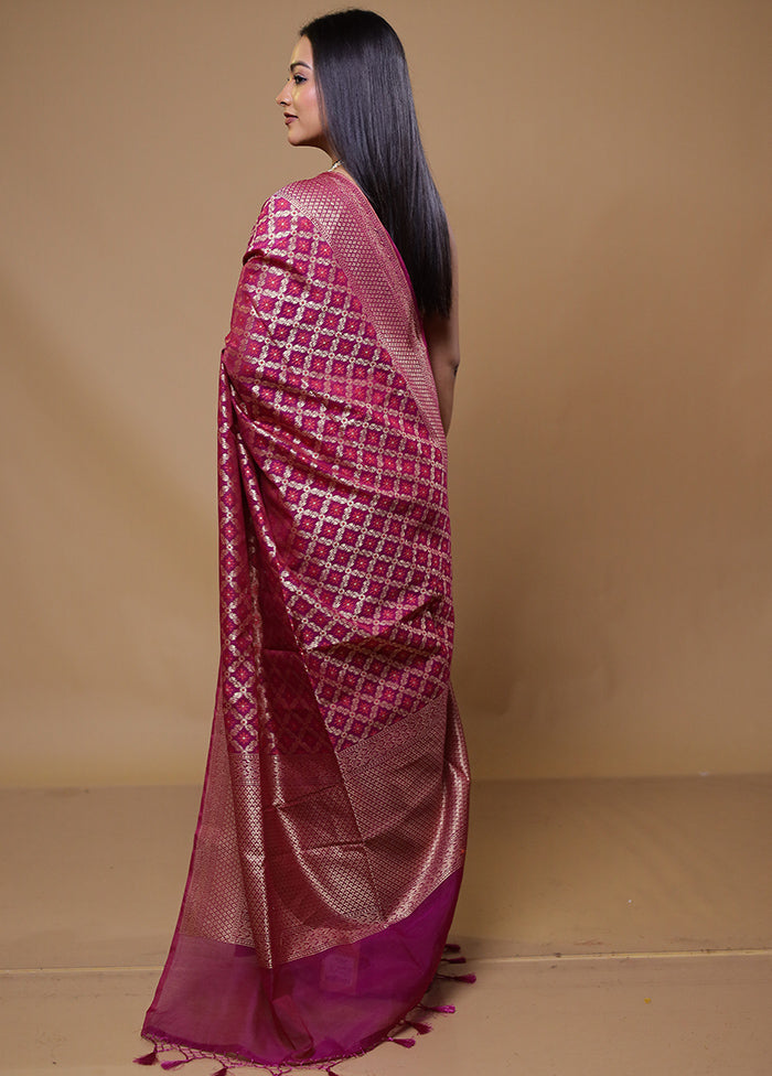 Purple Kora Silk Saree With Blouse Piece