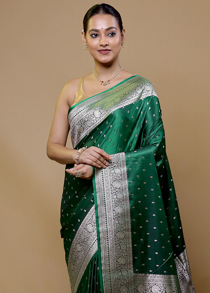 Green Katan Silk Saree With Blouse Piece