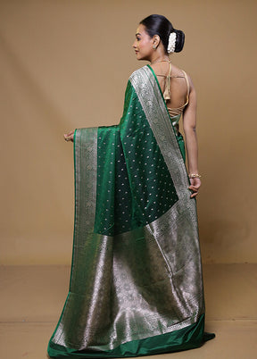 Green Katan Silk Saree With Blouse Piece