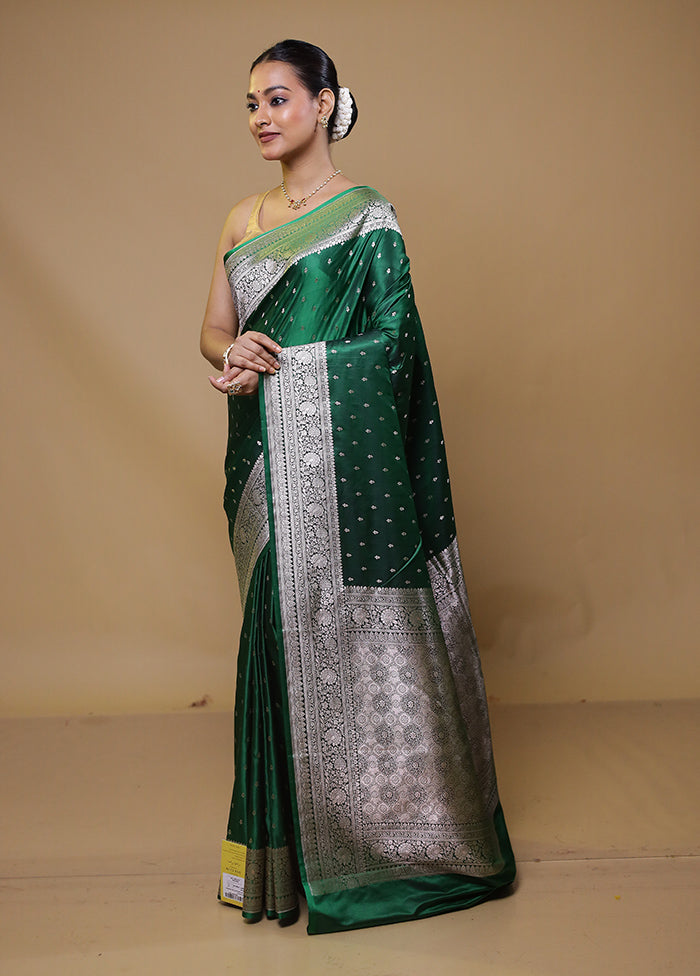 Green Katan Silk Saree With Blouse Piece