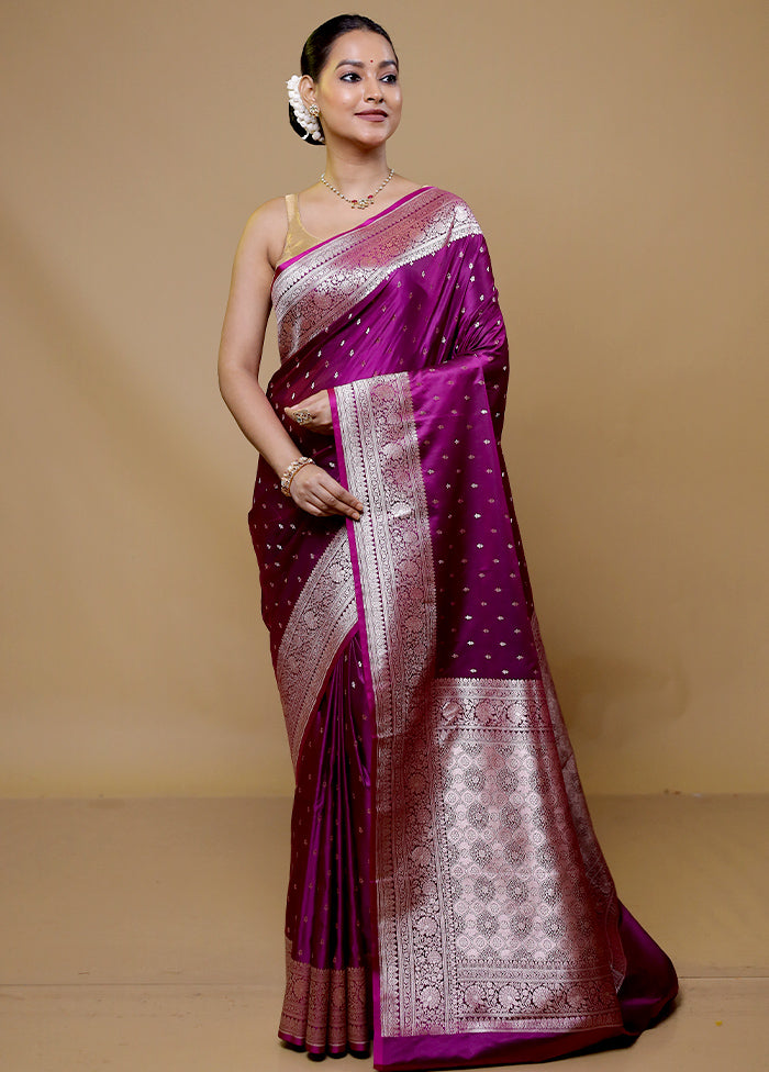 Purple Katan Silk Saree With Blouse Piece