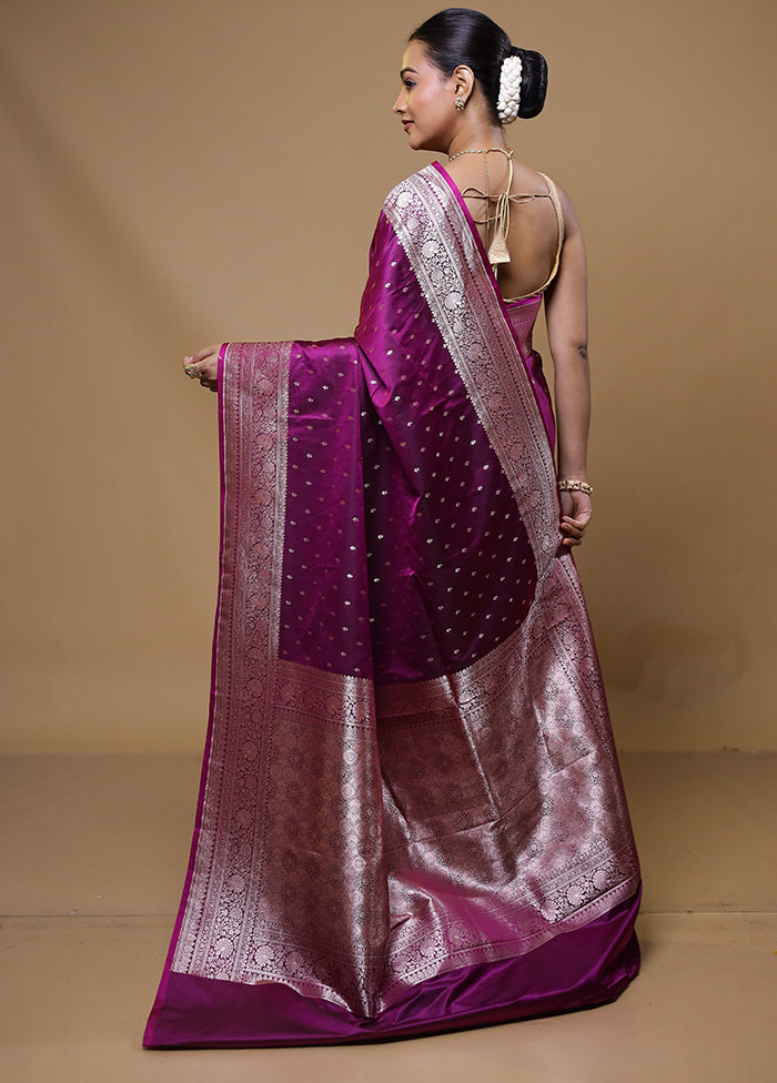 Purple Katan Silk Saree With Blouse Piece