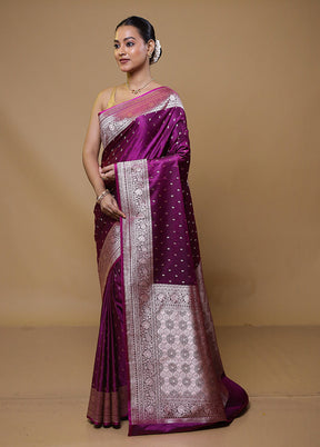 Purple Katan Silk Saree With Blouse Piece