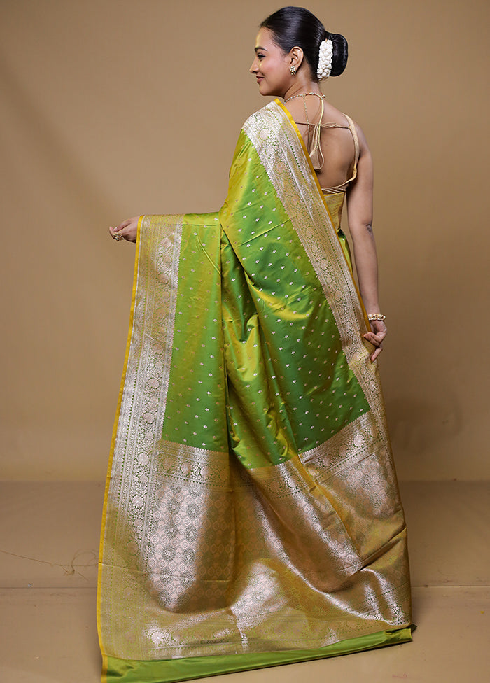 Green Katan Silk Saree With Blouse Piece