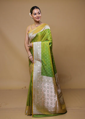 Green Katan Silk Saree With Blouse Piece