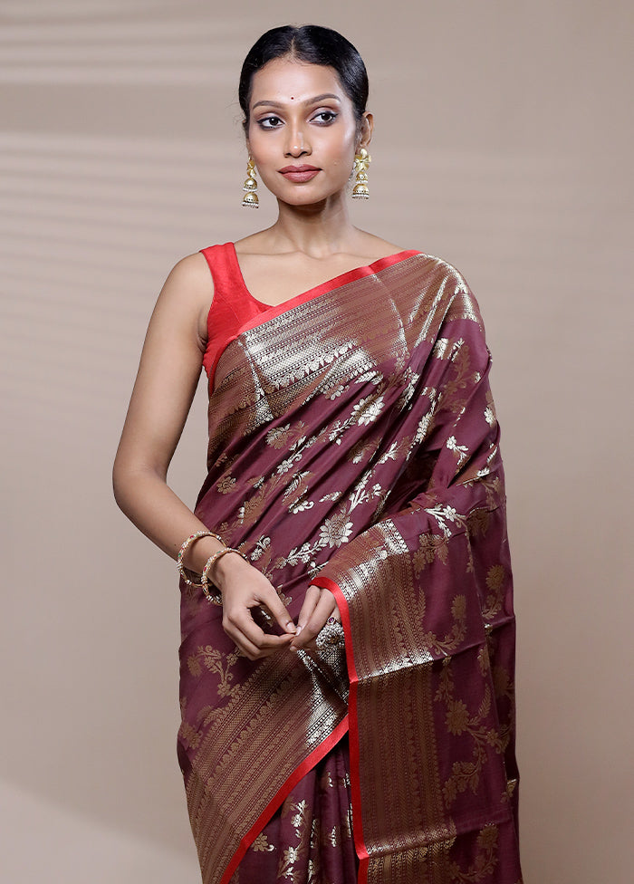 Purple Dupion Silk Saree With Blouse Piece