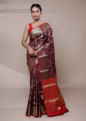 Purple Dupion Silk Saree With Blouse Piece