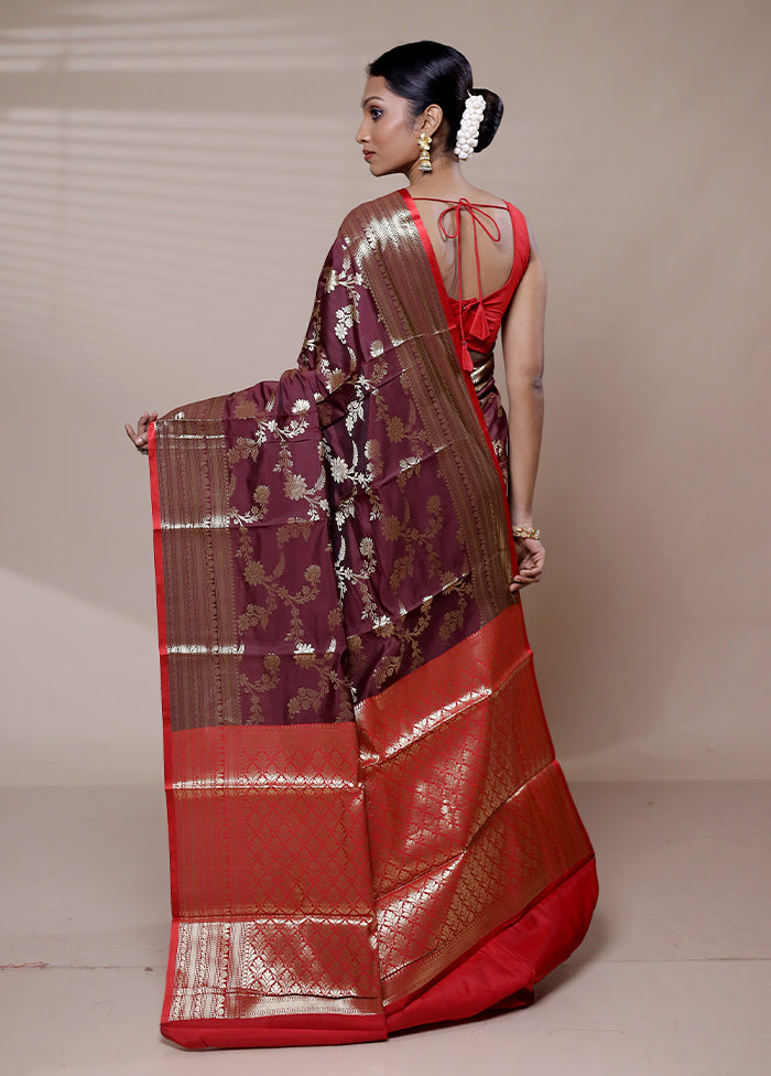 Purple Dupion Silk Saree With Blouse Piece