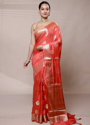 Pink Cotton Saree With Blouse Piece