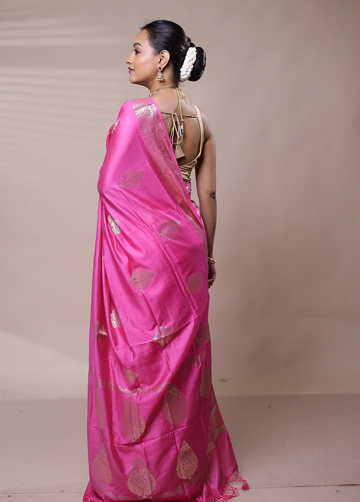 Pink Cotton Saree With Blouse Piece