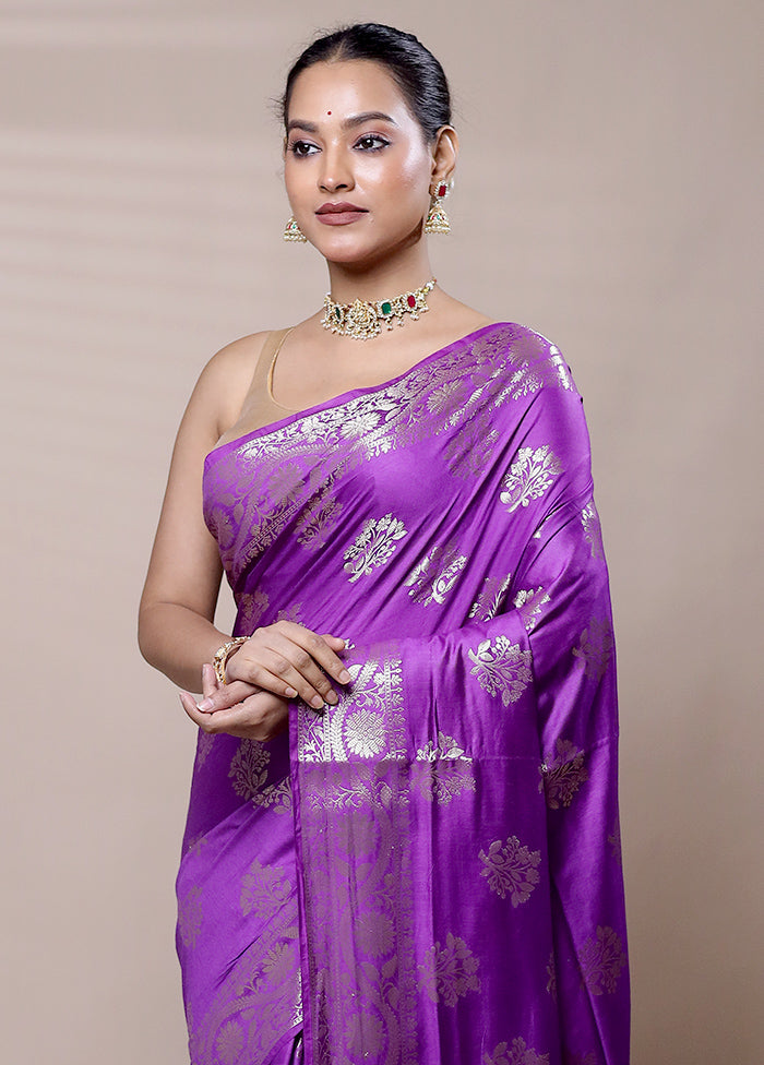 Purple Cotton Saree With Blouse Piece