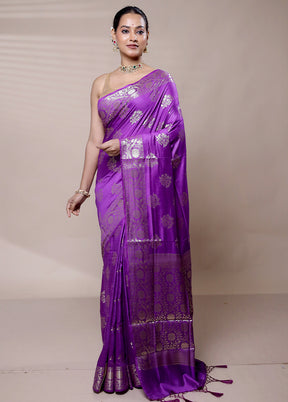 Purple Cotton Saree With Blouse Piece