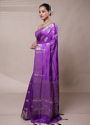 Purple Cotton Saree With Blouse Piece