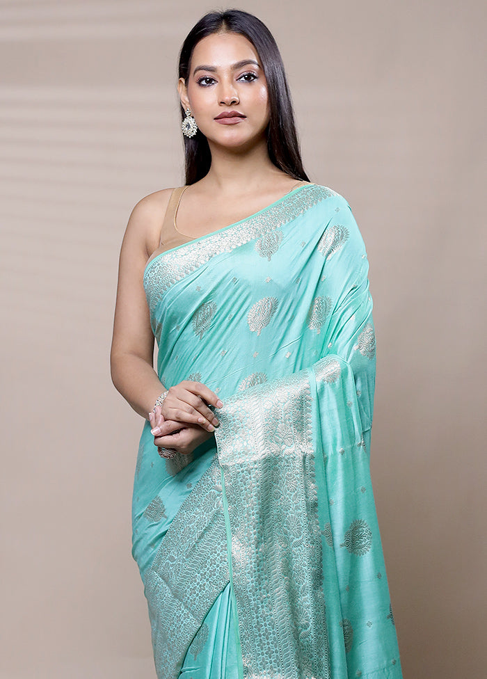 Blue Cotton Saree With Blouse Piece