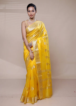 Yellow Organza Saree With Blouse Piece