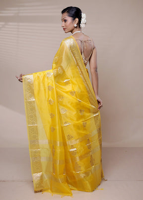 Yellow Organza Saree With Blouse Piece