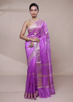 Purple Organza Saree With Blouse Piece