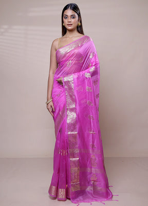 Pink Organza Saree With Blouse Piece