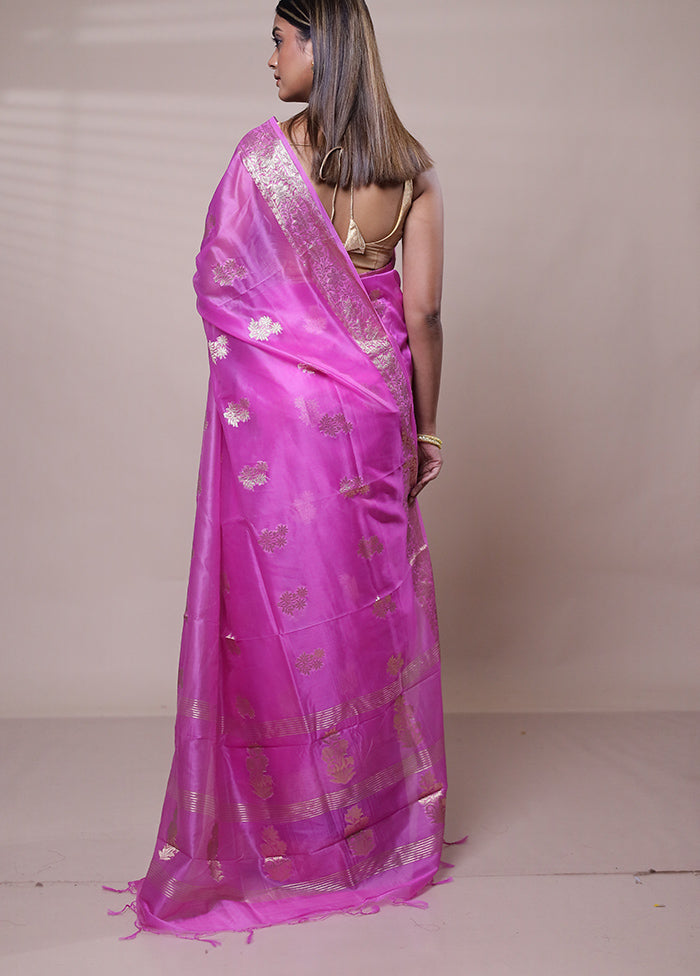 Pink Organza Saree With Blouse Piece