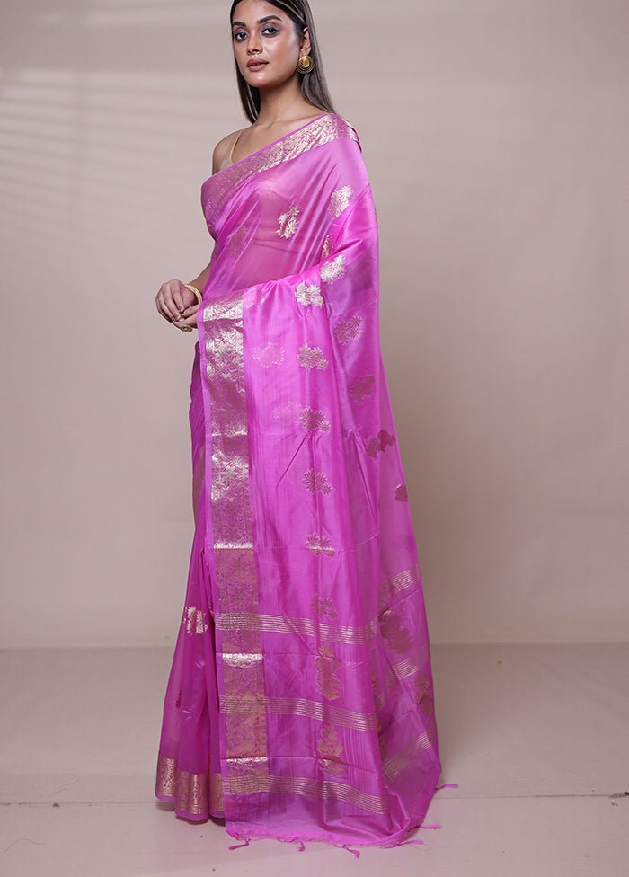 Pink Organza Saree With Blouse Piece