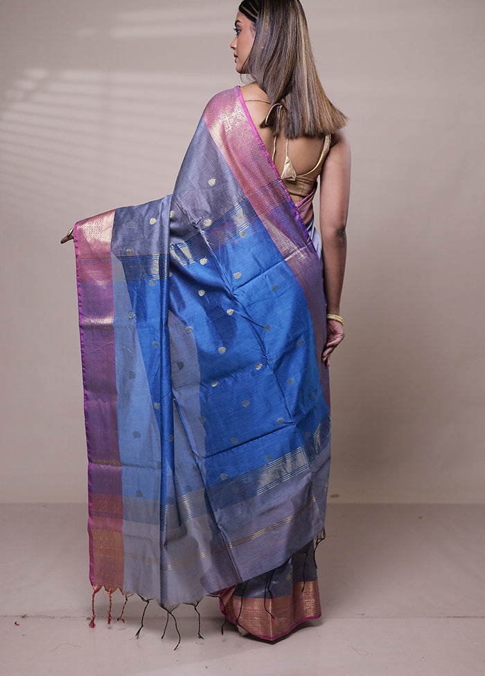 Grey Cotton Saree With Blouse Piece