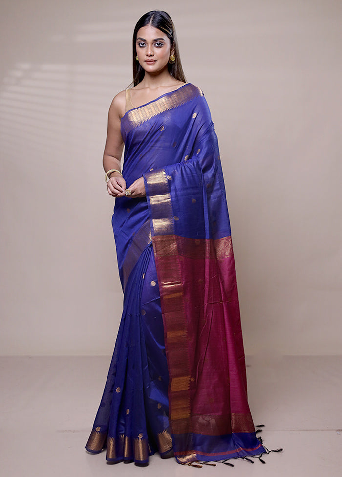 Purple Cotton Saree With Blouse Piece