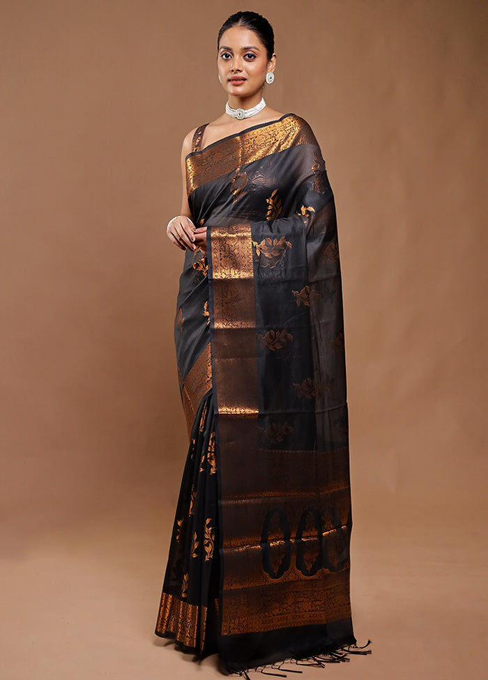 Black Cotton Saree With Blouse Piece
