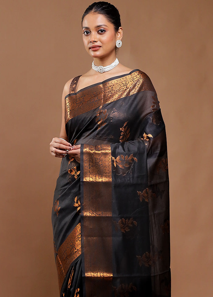 Black Cotton Saree With Blouse Piece