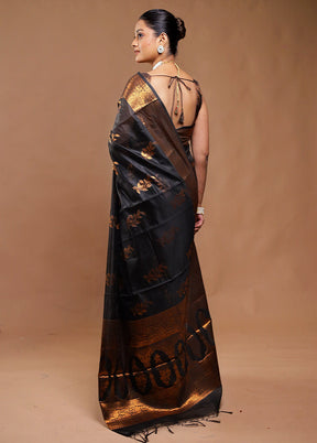 Black Cotton Saree With Blouse Piece