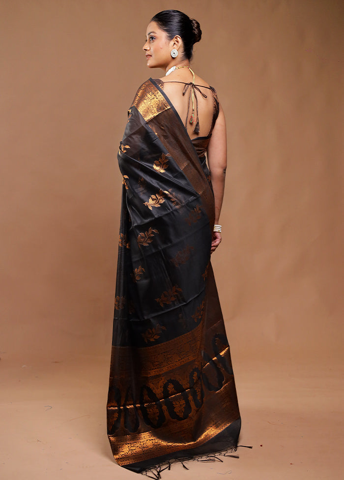 Black Cotton Saree With Blouse Piece