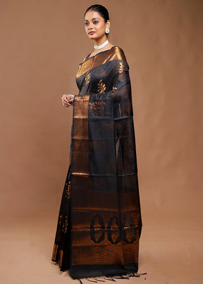 Black Cotton Saree With Blouse Piece